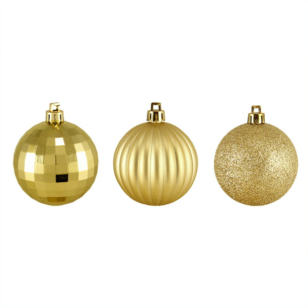 50 Piece NEW SHATTERPROOF BALL CHRISTMAS TREE ORNAMENTS Gold 2.5" diameter